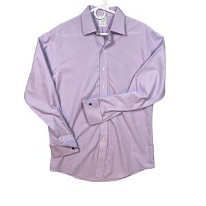 Brooks Brothers Slim Fit Non Iron Cotton French Cuffs Shirt Lavender 15 1/2 - 34